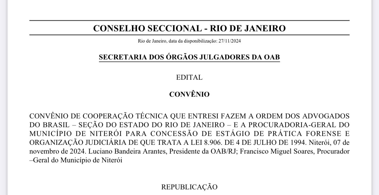 Celebrado convênio entre a PGM Niterói e a OAB
