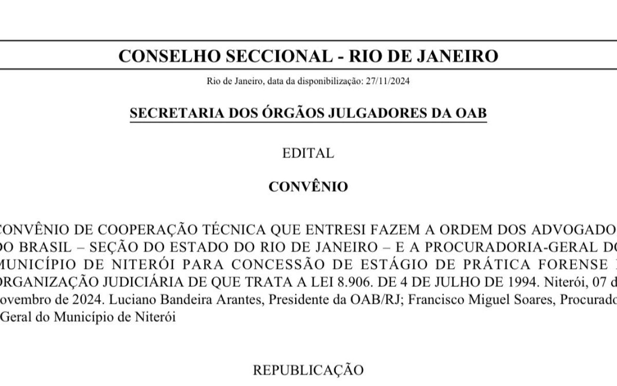 Celebrado convênio entre a PGM Niterói e a OAB